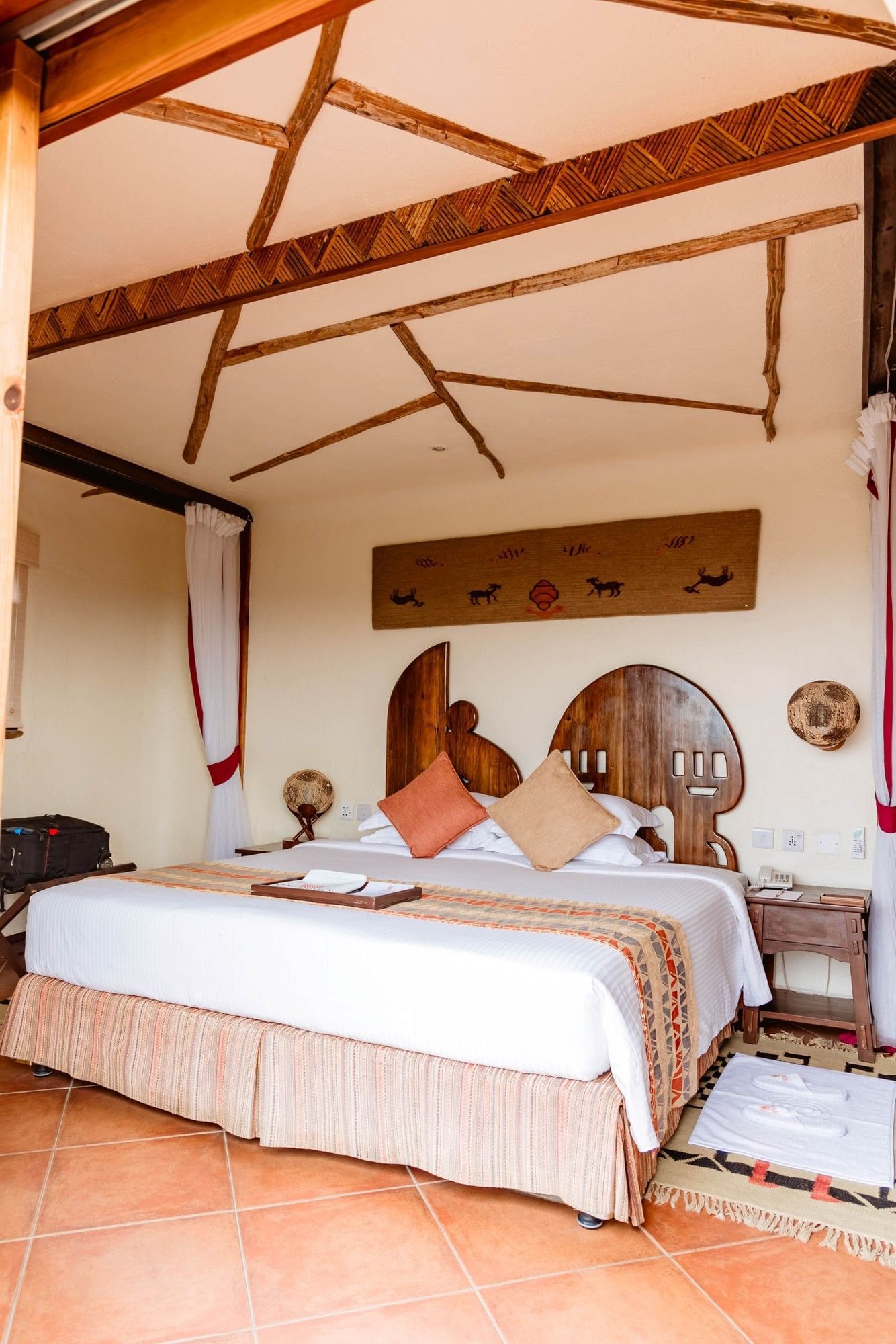 Illustrative comfortable safari lodge room